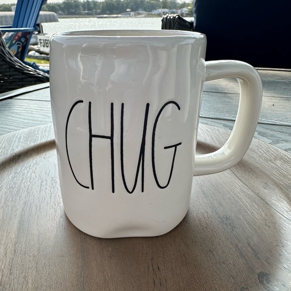 Rae Dunn White Coffee Mugs Set Of 2 "COFFEE/CHUG" Artisan Collection By Magenta - Picture 3 of 4